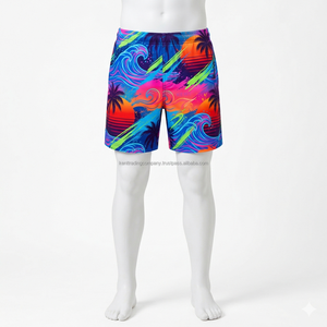 Short de bain unisexe entièrement sublimé, extensible dans 4 directions, avec cordon de serrage, séchage rapide, pour l'été et les centres de villégiature, léger, personnalisable - Product Image 2