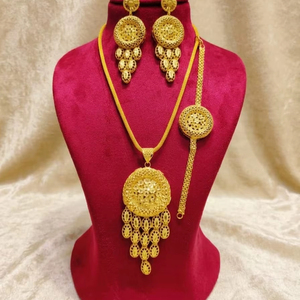 High Selling Women's 4-Piece Handmade Alloy <b>Set</b> 24K Gold Plated Shiny Elegant Wedding Engagement Anniversary Party Gift Fashion - Product Image 1