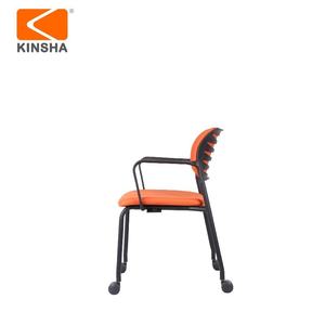 Silla de Oficina Moderna, Tela Naranja, Reposabrazos Fijos, Patas de Metal, Ruedas Giratorias, Diseño Ergonómico, Estilo Contemporáneo para el Hogar - Product Image 4