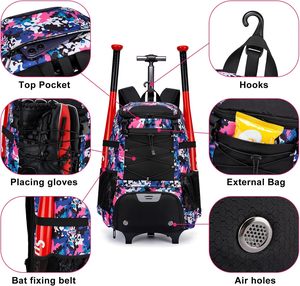 Mochila Deportiva de Béisbol de Poliéster con Diseño Personalizado Roziv Sports, con Correa de Hombro Arqueada, Cierre de Cremallera y Cierre de Hebilla, Unisex - Product Image 6