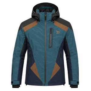 Veste de ski imperméable à capuche pour homme, en polyester respirant, coupe-vent, color-block, pour activités de plein air - Product Image 1