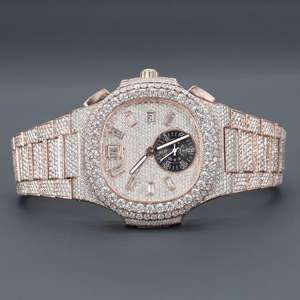 Elegant Luxury <b>Mens</b> Mechanical <b>Watch</b> Round and Baguette Moissanite Diamond Unique <b>Watch</b> Analog Display Business Style <b>Mens</b> <b>Watch</b> - Product Image 1