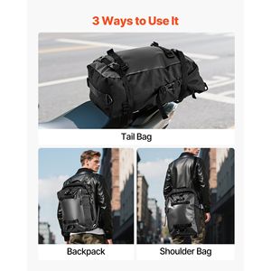 30L impermeabile borsa posteriore posteriore per moto portapacchi per moto sport all'aria aperta porta bagagli universale zaino nero a spalla - Product Image 6