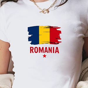 ROMANIA Camiseta corta de punto con estampado ajustado Y2K para mujer - Product Image 4