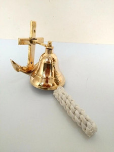 Cloche de bateau nautique en laiton de 5 pouces, cloche de bateau marine faite à la main, décoration murale côtière, décoration maritime - Product Image 3