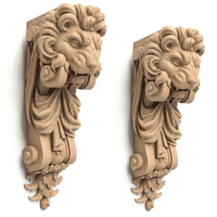 Poteau d'escalier en bois massif sculpté en forme de lion, artisanal, design rustique de luxe antique, surface lisse, pour hôpital