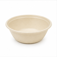 Bol en bagasse de canne à sucre écologique de 12 oz avec couvercle, jetable, compostable, compatible micro-ondes, pour soupes, salades et autres plats à servir lors de fêtes