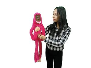 Marionnette singe ventrollogue pour tours de magie (rose) |   Marionnette de singe parlante en peluche douce pour spectacles de scène |   Lip Sync adapté aux débutants - Product Image 2