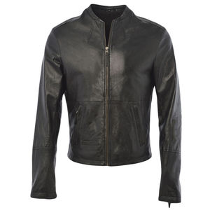 Chaqueta de Cuero para Hombre, Estilo Motociclista, con Bloques de Color, Cierre de Cremallera Retro, Diseño con Letras, Mangas Largas y Bolsillos, Popular en Otoño - Product Image 4