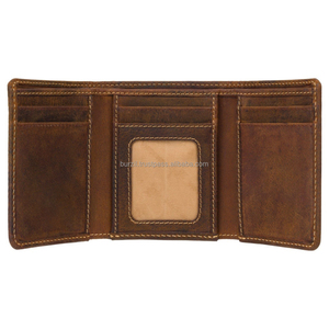 Handmade Vintage Genuine Leather Trifold Wallet Men's RFID Blocking Slim <b>Credit</b> <b>Card</b> Pocket <b>Holder</b> OEM Factory NTW-0029 - Product Image 6