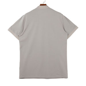 Polo à manches courtes gris clair pour homme, couleur unie, tricoté, décontracté, coupe classique, respirant, coupe classique, couleur unie - Product Image 1