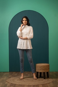 เสื้อเชิ้ตผ้าฝ้ายสีขาวซูกูน พินทัคแขนยาวแบบคลาสสิกติดกระดุม |   ชุดทำงานลำลองสำหรับผู้หญิง สไตล์ใส่ได้ทุกวัน - Product Image 5