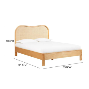 Lit double, queen ou king size de luxe minimaliste avec cadre en teck sculpté à la main - Product Image 5