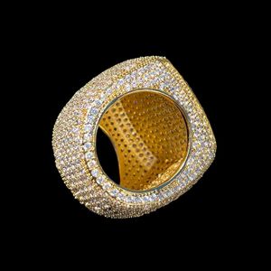 Rhodium Plated Moissanite Cocktail <b>Ring</b> Pave Setting Hip Hop Unisex Party Jewelry <b>Statement</b> <b>Ring</b> - Product Image 2