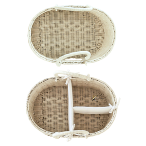 Organizador de Pañales para Bebé Ecológico de Lujo Premium, Cesta de Mimbre Hecha a Mano con Borde Festoneado, Divisor Extraíble Multifuncional - Product Image 4