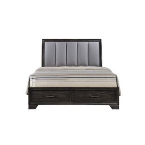 Letto matrimoniale ultra morbido con piattaforma contenitore, testiera imbottita e due cassetti alla pediera, in legno massello, 1 pz. - Product Image 2
