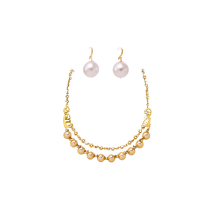 Matte Coin Style Ear Chain with Pearl-Fashion Earrings - Product Image 1