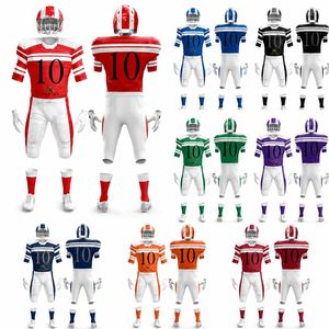 Ensemble d'uniformes de football américain rayés personnalisés pour hommes, maillot en mesh sublimé, pantalon rembourré, équipement sportif d'équipe, kit de jeu, vente OEM - Product Image 1