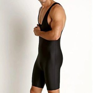 Combinaison de lutte ajustée pour homme, couleur unie, en spandex et nylon extensible, vêtements de sport, équipement d'arts martiaux pour adultes - Product Image 4