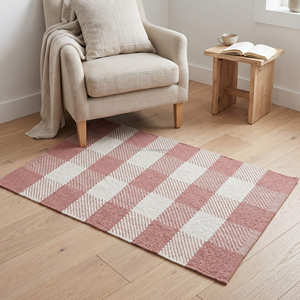 High Demanded Plaid Cotton Area Rug 2x3 Rectangle Low Pile Reversible Living Room Rug Pure Cotton Flat <b>Weave</b> Cotton RUGS - Product Image 2