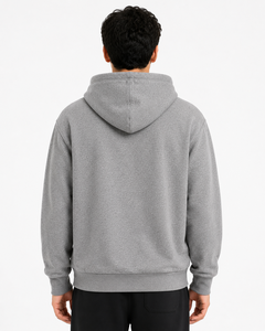 Sudadera con capucha premium para hombre, de invierno, ecológica, gris melange, con media cremallera, bolsillo utilitario, forro polar de algodón, estilo casual. - Product Image 3