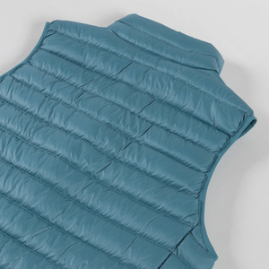 Ocean Blue Teal <b>Men</b> Lightweight Quilted Puffer <b>Vest</b> Stand Collar Full Zip Custom Logo Private Label Winter Outerwear Wholesale - Product Image 3