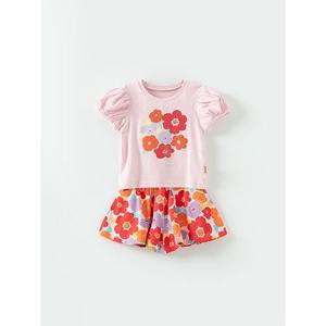 Conjunto de Ropa para Niñas OZKIZ Estilo Coreano 100% Algodón con Estampado Floral Transpirable para 2-7 Años Moda al por Mayor para Niños de Verano - Product Image 1