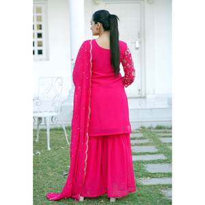 Conjunto de traje de fiesta de diseñador para mujer, secuencia de trabajo bordado - Product Image 6