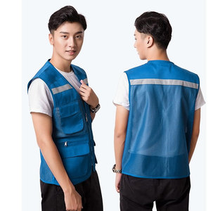 เสื้อกั๊กนิรภัยสะท้อนแสงพร้อมแถบสะท้อนแสงและแถบเวลโครสำหรับงานก่อสร้าง การจราจร ชุดทำงานอุตสาหกรรม และขายส่ง - Product Image 5