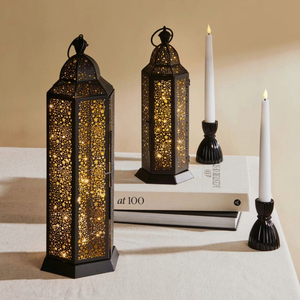 Farol Marroquí de Metal Negro con Diseño de Estrella y Paneles Tallados, Farol Hecho a Mano, Portátil, Decorativo, para Decoración del Hogar y Bodas - Product Image 1