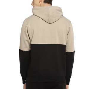 Sudadera con Capucha para Hombre, Diseño Color Block, Corte Regular, Informal, Tejido de Algodón, Estilo Otoñal, Beige y Negro, Sudadera con Capucha Tipo Pullover - Product Image 2