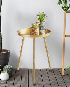 Metal <b>Side</b> <b>Table</b> End <b>Table</b> for Any Room Small <b>Side</b> <b>Tables</b> for Small Spaces Pure Golden Finf with 3 Legged - Product Image 3