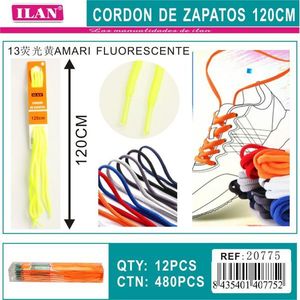 Laccio per scarpe Ilan 120 cm giallo fluorescente per sneakers - Product Image 3