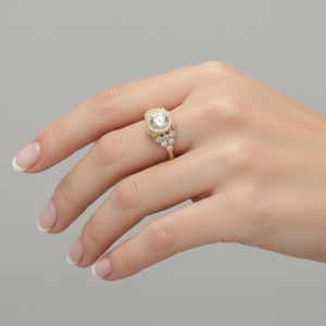 แหวนหมั้นเพชรเลี้ยงในห้องปฏิบัติการทรงกลม ขอบทองคำขาว 14K ชุบทองคำชมพู สไตล์วินเทจ แหวนเจ้าสาว เครื่องประดับสั่งทำพิเศษ พร้อมใบรับรอง - Product Image 5