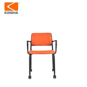 Silla de Oficina Moderna, Tela Naranja, Reposabrazos Fijos, Patas de Metal, Ruedas Giratorias, Diseño Ergonómico, Estilo Contemporáneo para el Hogar - Product Image 3