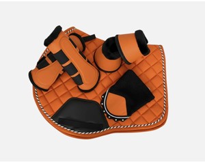 Ensemble de tapis de selle matelassé vert pour dressage et saut d'obstacles, protège-étriers, protection pour chevaux, équipement équestre personnalisé pour l'entraînement - Product Image 4
