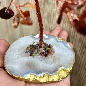 Vente en gros de 200 sous-verres en agate blanche sculptée en forme d'arbre des 7 chakras, base en pierre précieuse, cristal de la vie, Feng Shui, bonsaï, décoration d'intérieur, cadeau - Product Image 5