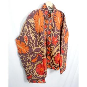 Most Trending Autumn Winter Women's Handmade floral Embroidery Cotrize Jacket with o-neck Breathable Design button closure - Product Image 3