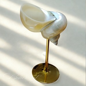 Verre à vin en coquillage marin et métal de la plus haute qualité, conçu pour les occasions décontractées et formelles. - Product Image 1