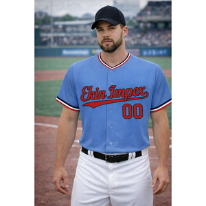Maillots de baseball personnalisés brodés pour hommes, vente en gros OEM, avec boutons, uniformes de baseball sur mesure - Product Image 3