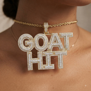 Collier pendentif personnalisé en argent 925 entièrement serti de diamants Moissanite à double couche, style hip-hop, avec grandes lettres de nom - Product Image 2