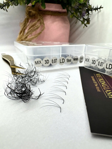 Extensions de cils 3D LD Curl 0,07 mm en PBT coréen, faits à la main, bouquets de volume préfabriqués, cils noirs doux, vente en gros - Product Image 6
