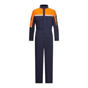 Overol de trabajo de alta visibilidad con franjas reflectantes, cuello vuelto, tela de poliéster transpirable - Product Image 1