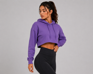 Sudadera corta moderna para mujer que ofrece comodidad premium, tela suave, diseño recortado elegante, ideal para deportes, uso casual y actividades al aire libre. - Product Image 6