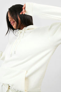 Ensemble 2 pièces pour femme : Crop Top à logo personnalisé, sweat à capuche et short, effet délavé, idéal pour le jogging - Product Image 6