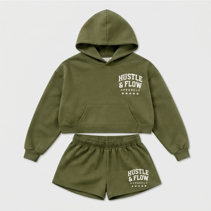 Women's New Fashion Two-Piece Hooded Shorts <b>Set</b> Comfortable Stylish Women's Winter Hoodies Shorts <b>Sets</b> - Product Image 3