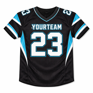 Fabricante OEM de camisetas de fútbol americano personalizadas, tela de poliéster transpirable de secado rápido, nombre y número del jugador bordados a medida. - Product Image 1