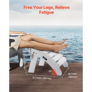 Reposapiés Adirondack Plegable de Plástico HDPE, Resistente a la Intemperie, 17.7L X 19.7W X 13.8H Pulgadas, Estilo Adirondack - Product Image 5