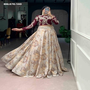 Modern Design Elegant Look Tussar Silk with Printed with Sequins & Thread Embroidery <b>work</b> <b>Belt</b> Lehenga-Blouse Woman Fashion - Product Image 1