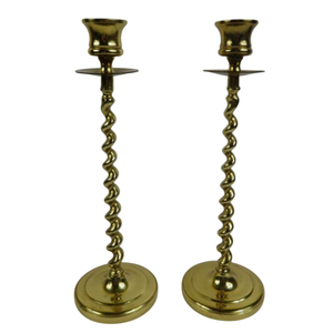 Ensemble de 2 bougeoirs en métal, bougeoirs vintage torsadés, supports de bougies en spirale de luxe, décoration de table, hôtels, restaurants - Product Image 1